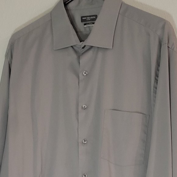VAN HEUSEN MENS DRESS SHIRT GRAY REGULAR FIT - Picture 2 of 4